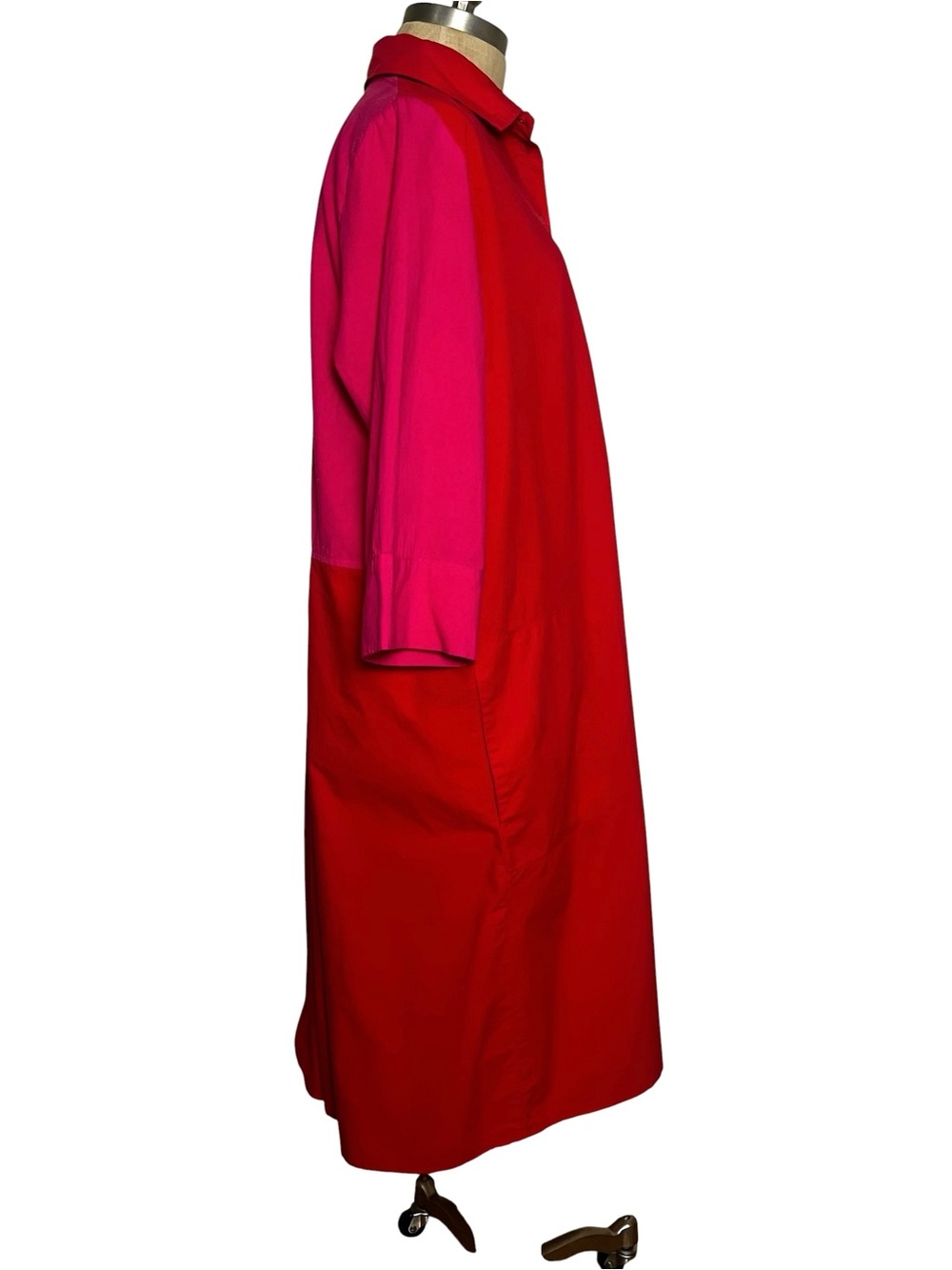 Alembika Orange Pink Colorblock Maxi Shirt Dress Size 2 Oversized Cotton Artsy - Picture 3 of 12